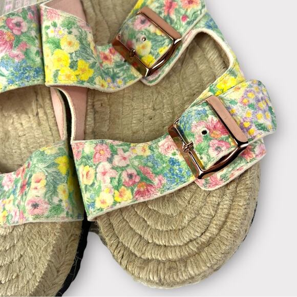 MANEBI X LoveShackFancy Nordic Floral Leather Espadrille Slide Sandals 41/US 11 - Picture 5 of 10